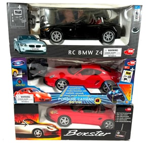 3 Dickie R/C Sport Cars, Porsche Cayman, RC BMW Z4, Porsche Boxster