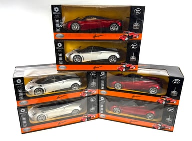 6 Braha RC Cars (3) Metallic White Huayra, (3) Red Huayra