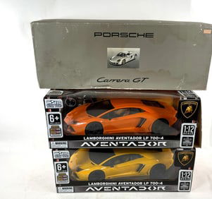 3 RC Sport Cars Porsche Carrera GT/(2) World Tech Toys Lamborghini Aventador LP700