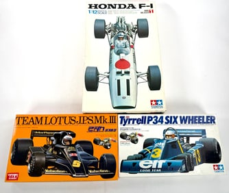 4 Model Car Kits Lotus JPS, Tyrrell P34, Honda F-1