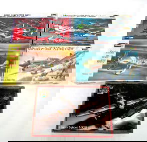 5 Model Planes Focke Wulf/Avro Lancaster/Messerschmitt/Curtiss P-40/Hawker Typhoon MK1B