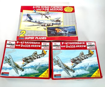 5 Monogram Model Kits (2) P-47 Razorback/Do335 Arrow/B-17G Flying Fortress/P-51B Mustang