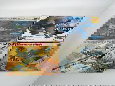 4 Monogram Models Hawker Typhoon MK 1B/Grumman F4F Wildcat/Messerschmitt/Supermarine Seafire