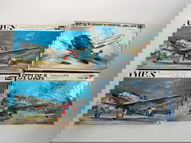 4 Revell Model Kits (2) Kawasaki Ki61 Hein & Tony/Stuka Junkers Ju 87B/Mitsubishi Interceptor J2M3