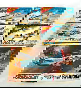 5 Nichimo Model Kits P-51D Mustang/Spitfire 5B/(2) Ki-61-2 Hien/Focke Wulf 190A-5