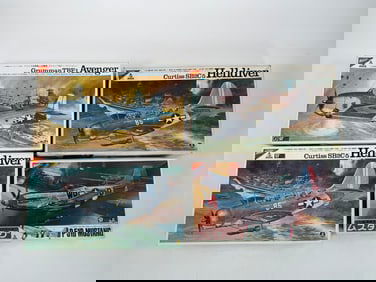 4 Model Plane Kits P-51D Mustang/Grumman TBF-1 Avenger/(2) Curtiss SB2C-5 Helldiver