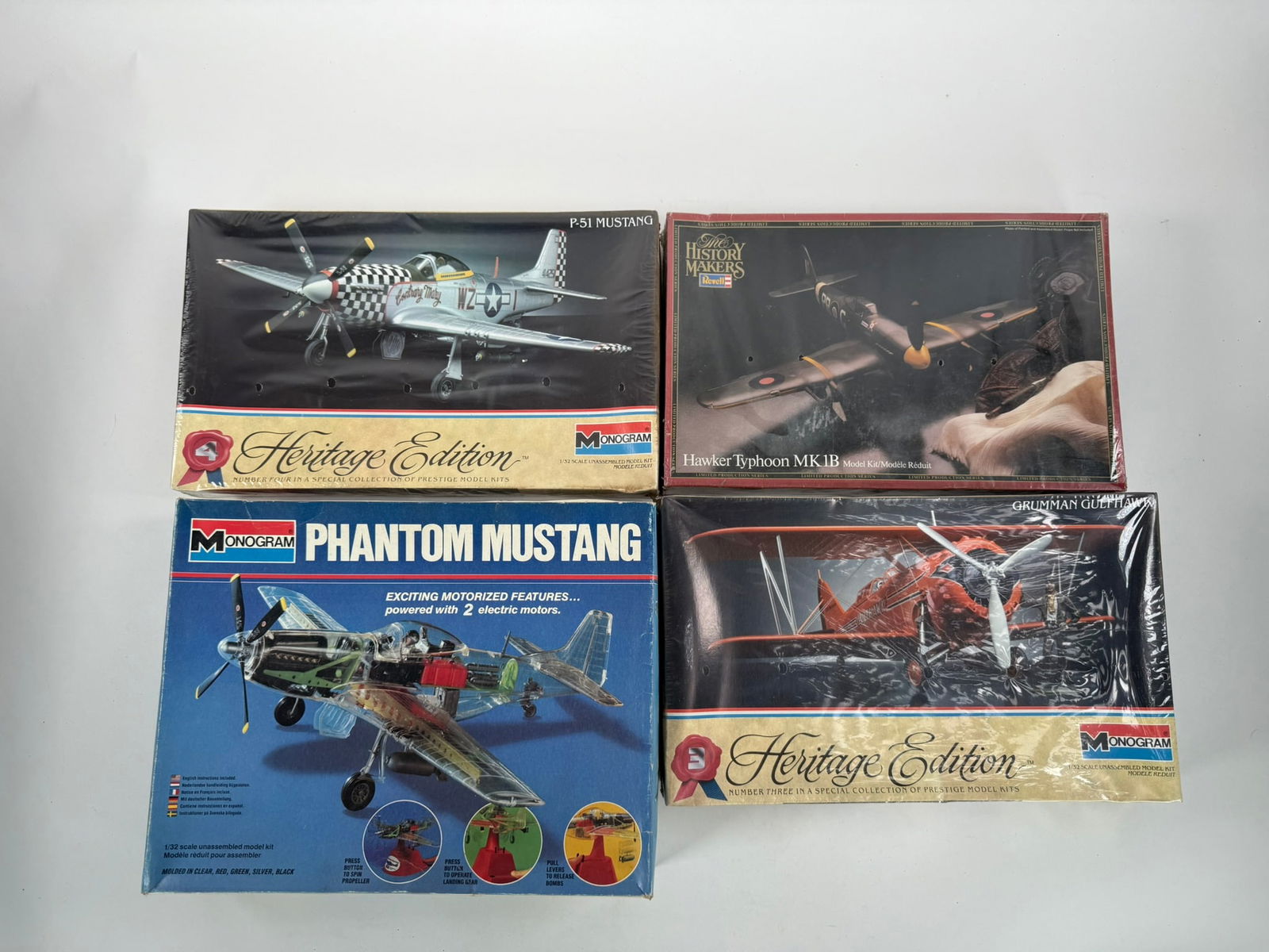 4 Model Plane Kits Grumman Gulfhawk/Hawker Typhoon MK1B/P-51 Mustang/Phantom Mustang (1 of 18)