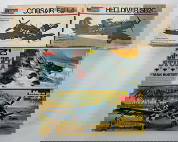 4 Monogram Plane Kits Corsair F4U-4/Ju 87G-1 Stuka "Tank Buster"/Corsair F4U-4/Helldiver SB2C