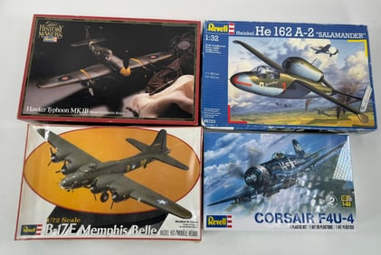 4 Revell Kits Corsair F4U-4/B-17E Memphis Belle/Hawker Typhoon MK1B/Heinkel He 162 A-2