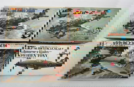 4 Tamiya/IMAI/Bandai Kits Japanese Fighter Ki61/Dive Bomber Junkers & Ju87/Dive Bomber Type 99