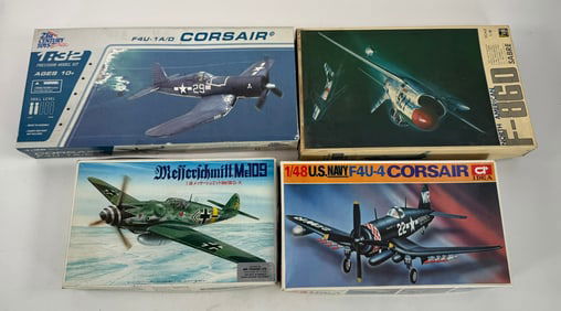 4 Model Plane Kits Messerschmitt Me 109/US Navy F4U-4 Corsair/North America F86D/F4U-1A D Corsair