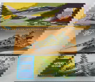 3 Model Plane Kits Arado AR-234B German Bomber/Saab Draken Swedish Jet Fighter/B-58 Hustler