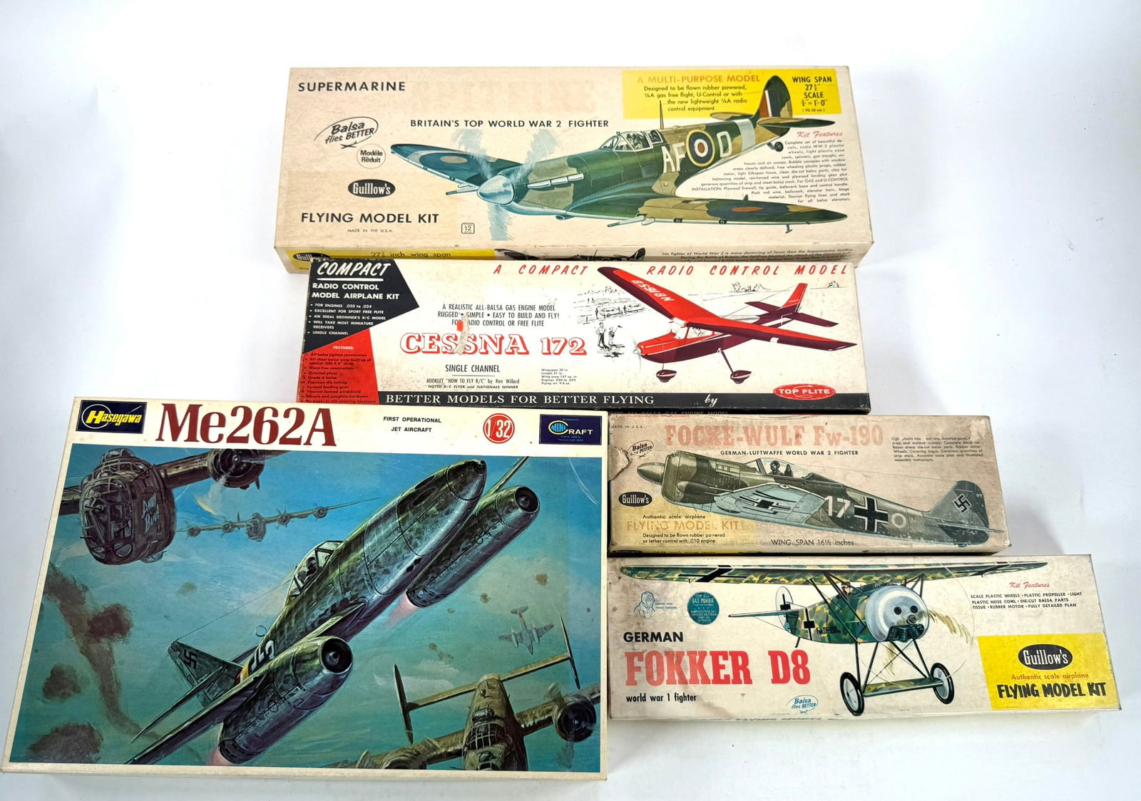 5 Models Messerschmitt Me 262 A/Supermarine Spitfire/Cessna 172/German Fokker D8/Focke-Wulf Fw-190 (1 of 18)