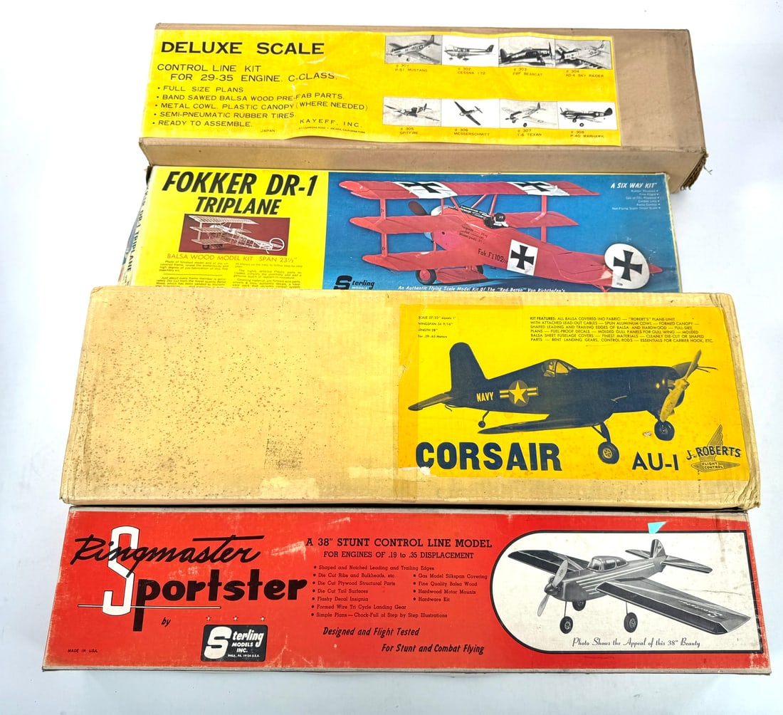 3 Model Plane Kits J. Roberts Corsair AU-I/Sterling Models Ringmaster Sportster & Fokker DR-1 (1 of 20)