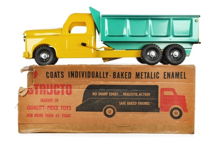 Structo No. 250 Hydraulic Dump Truck Yellow & Teal Boxed