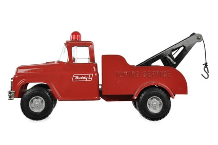Buddy L Towing Service Pressed Steel Wrecker Red
