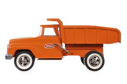 Tonka Pressed Steel Orange Dump Truck