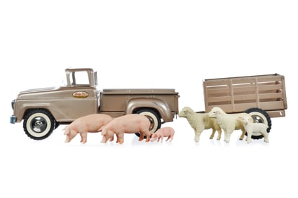 Tonka Farm Step Side Truck and Stake Trailer w/Animals