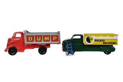 (2) Marx Deluxe Delivery & Wyandotte Dump Trucks