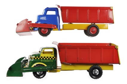 (2) Wyandotte Pressed Steel Front End Loader Dump Trucks