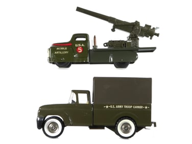 (2) Structo Army Troop Carrier & Marx Mobile Artillery