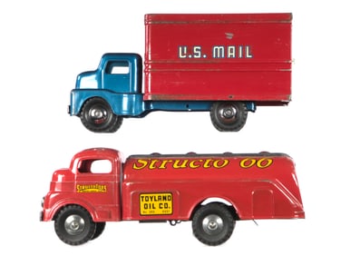 (2) Structo Toyland Oil Co. Tanker Truck & U.S. Mail Truck