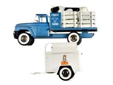 (2) Structo Farms Stake Truck w/Structo Stables Horse Trailer