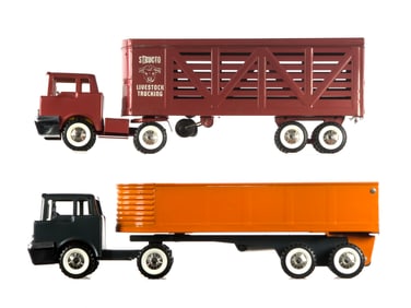 (2) Structo Livestock Cattle Truck & Dump Trailer Semi
