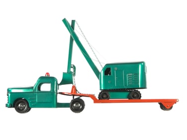 Structo Lowboy Flatbed Truck with Steam Shovel