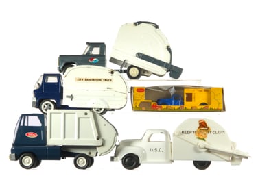 (5) Pressed Steel Sanitation Trucks Marx/Structo/Tonka/Ideal