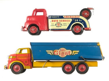 (2) Wyandotte Giant Dump Truck & Auto Service Tow Truck