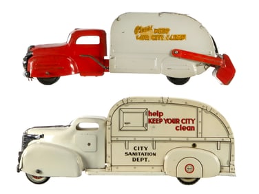 (2) Pressed Steel Garbage Trucks Marx and Lincoln