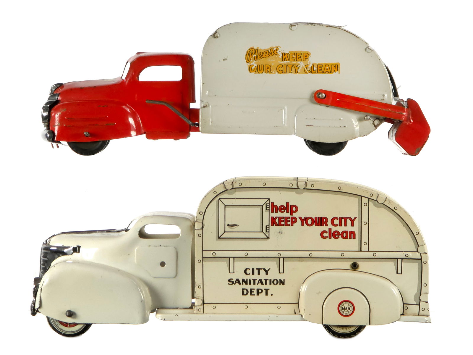 (2) Pressed Steel Garbage Trucks Marx and Lincoln (1 of 6)