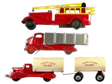 (3) Marx Tandem Dairy Tanker/Marx Dump/Girard Fire Truck