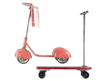 (2) Vintage Red Push Scooters