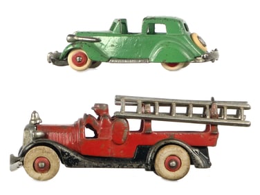 Hubley Cast Iron Towncar & No. 505 Fire Ladder Truck