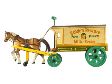 Jacrim Mfg. Ride Em' Golden Pasture Milk~Cream Horse Wagon