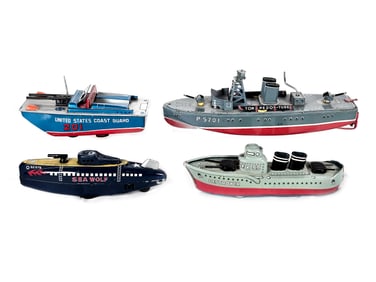 (4) Tin Litho Friction and Windup Boats San/Nomura/Marx