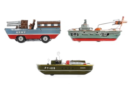 (3) Japanese Tin Military Boats Hayashi, Sankei, Yano Man