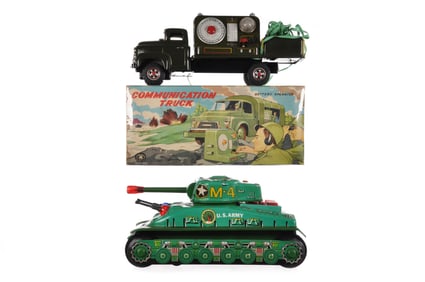 (2) Japanese Batt. Op. Communication Truck Boxed & Sherman Tank