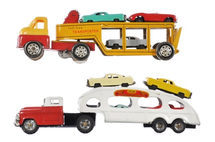 (2) Linemar & Wells Brimtoy Auto Transporters