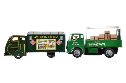 (2) Green Delivery Trucks Banner & Japanese