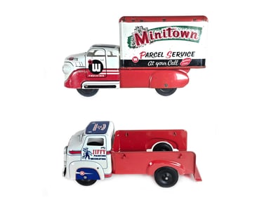 (2) Wyandotte Mini Town Parcel Service & Jiffy Painting Trucks