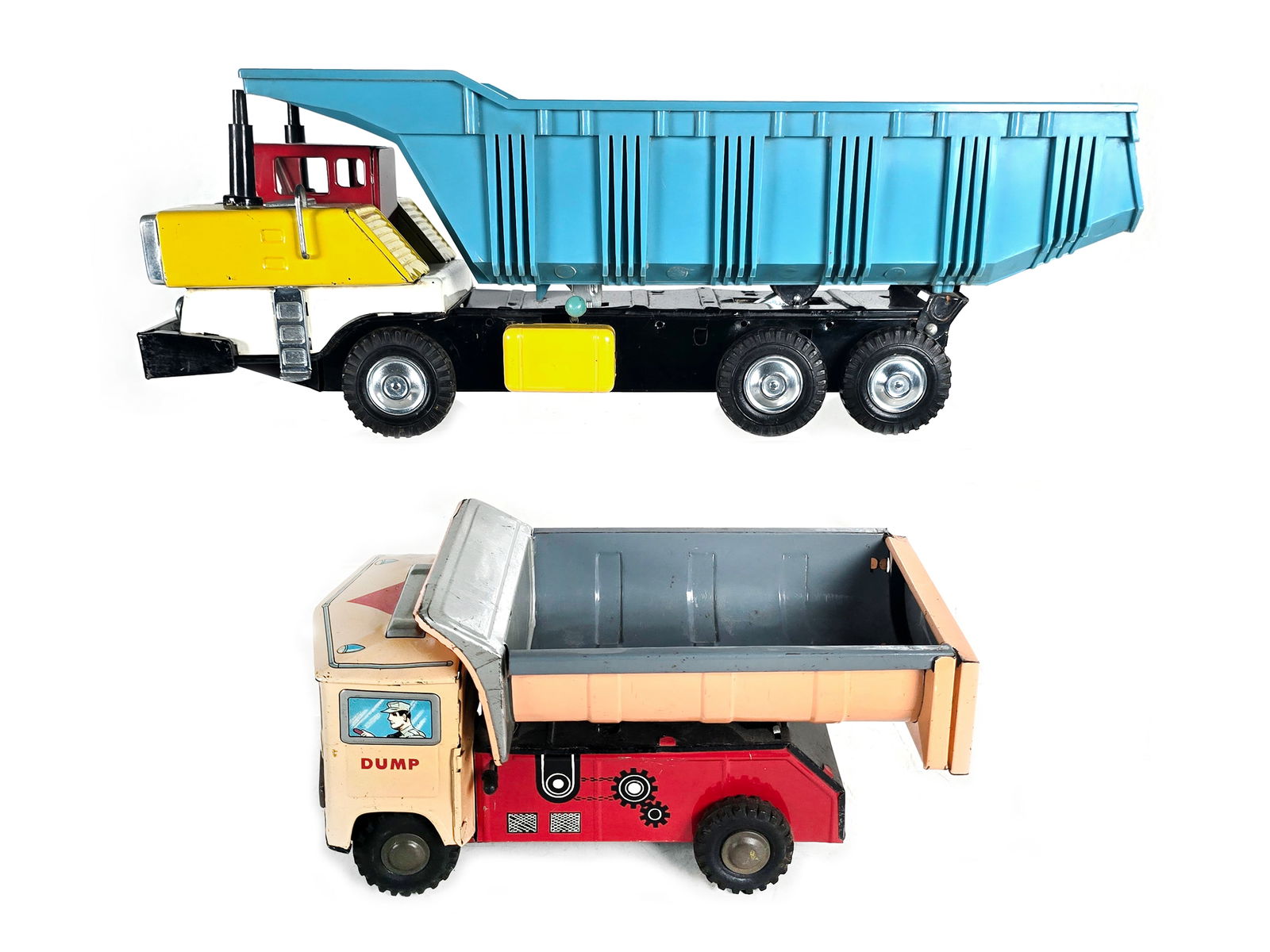 (2) Japanese Tin Dump Trucks Sears Tomiyama & Momoya (1 of 5)