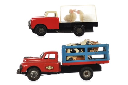 (2) Tin Friction Farm Vehicles with Animals