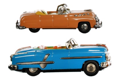 (2) Japanese Tin Friction Buick Style Convertible Cars