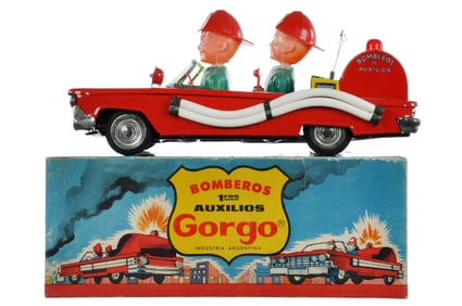 Gorgo Tin Friction Bomberos Fire Car Boxed Argentina