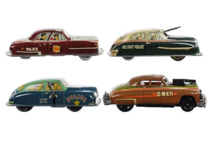(4) Japanese Tin Military & Police Cars TN TM Cragstan
