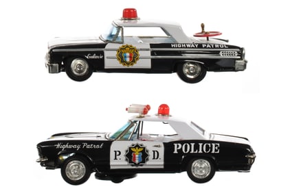 (2) Japanese Tin Litho Police Vehicles Bandai & ASC