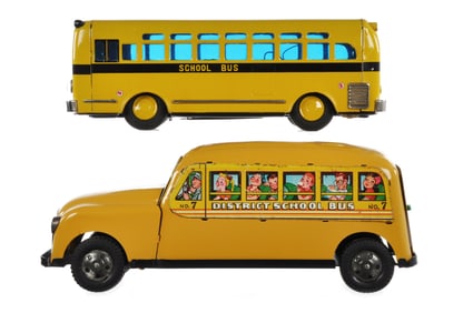 (2) Tin & Pressed Steel Yellow School Buses